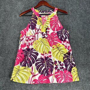 Banana Republic Top Womens Small Floral Print Blouse Sleeveless V Neck Popover